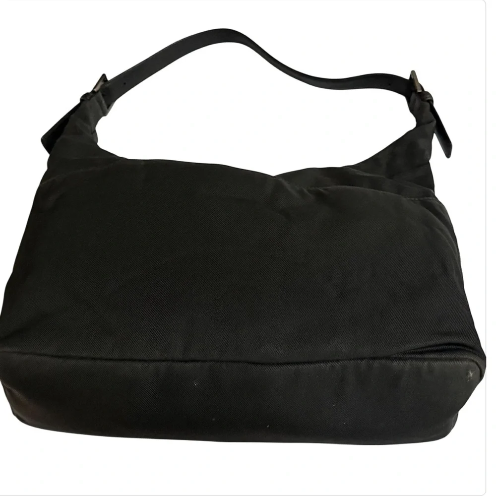 Coach black nylon leather shoulder bag removalable leather strap $$